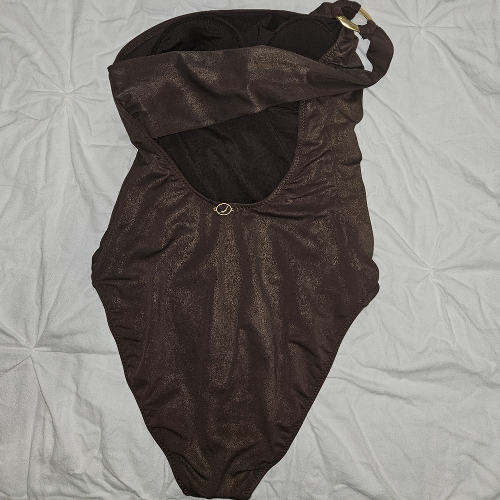 Jantzen Chocolate One-Shoulder Swimsuit SIZE 8 - Picture 2 of 8